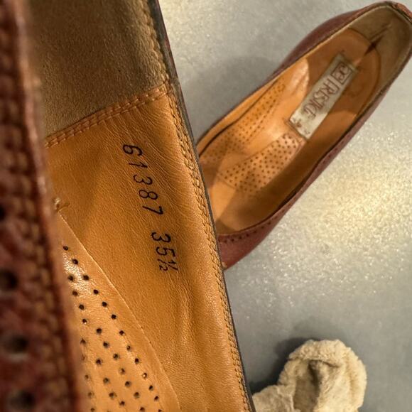 Elegance Leather Shoes Made in Italy, Size 35½,‎ 2-Inch Heel Brown Classic Style - Picture 4 of 9
